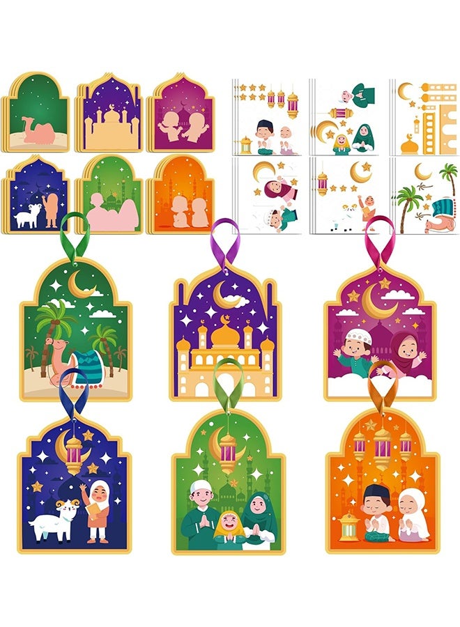 مجموعة ملصقات رمضانية من الورق المقوى، 36 قطعة، مثالية للمشاريع اليدوية، تتضمن ملصقات لمشهد مسجد، مناسبة كهدايا لحفلات رمضان ومستلزمات حفلات عيد الفطر. - Image 1